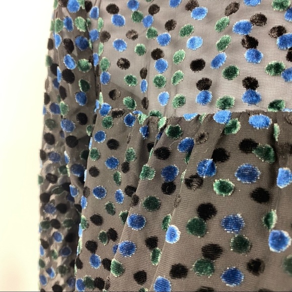 See U Soon | Black Velvet Dot Long Sleeve Dress with High Neck | Small New - Picture 2 of 10